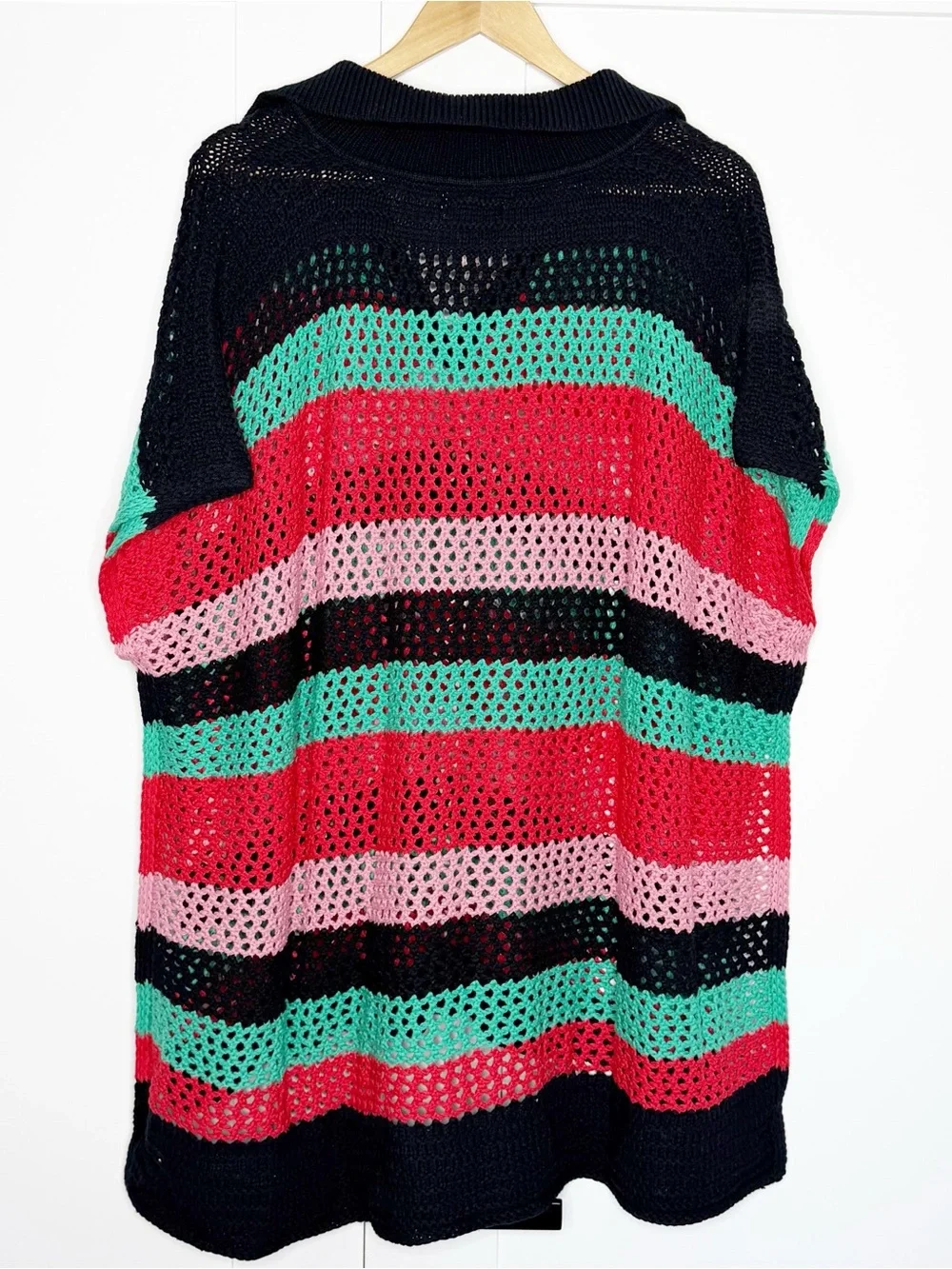 Free people Bayside Stripe Crochet Poncho one size oversized slouchy flowy